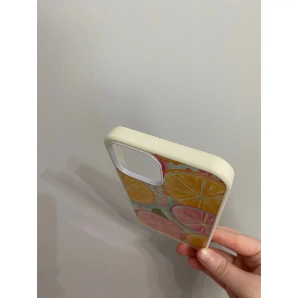 iPhone 12 Pro Max Case Unisex White Multicolor Citrus Fruit Print Watercolor